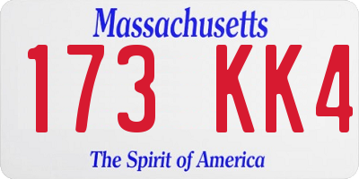 MA license plate 173KK4