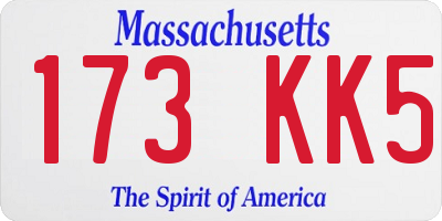 MA license plate 173KK5