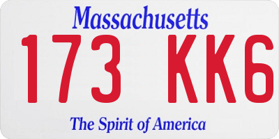 MA license plate 173KK6