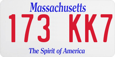 MA license plate 173KK7