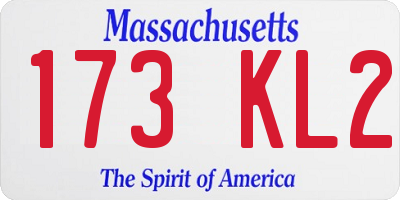 MA license plate 173KL2