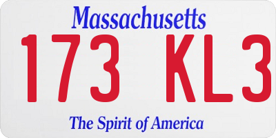 MA license plate 173KL3