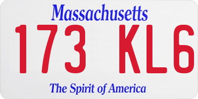 MA license plate 173KL6