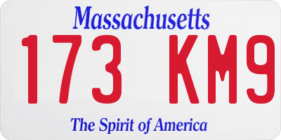 MA license plate 173KM9