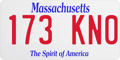 MA license plate 173KN0