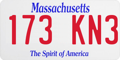 MA license plate 173KN3
