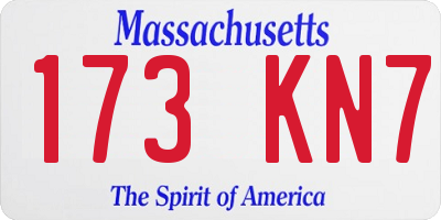 MA license plate 173KN7