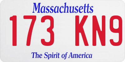 MA license plate 173KN9