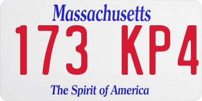MA license plate 173KP4