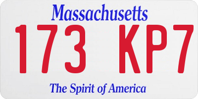 MA license plate 173KP7