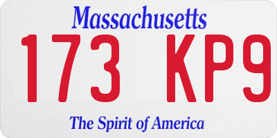 MA license plate 173KP9