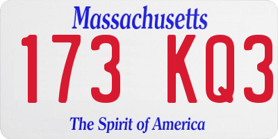 MA license plate 173KQ3