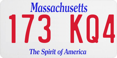 MA license plate 173KQ4