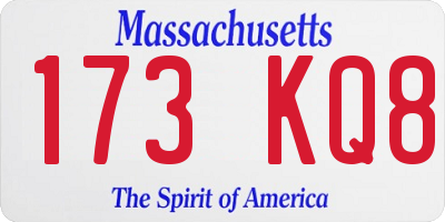 MA license plate 173KQ8