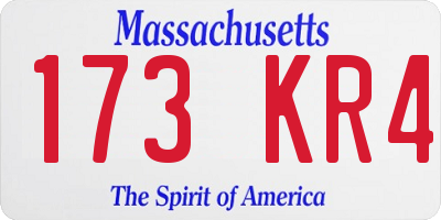 MA license plate 173KR4