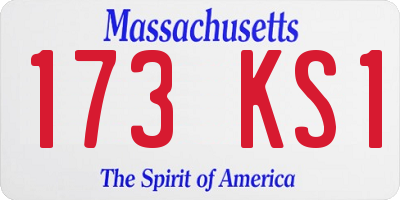 MA license plate 173KS1