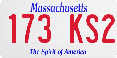 MA license plate 173KS2