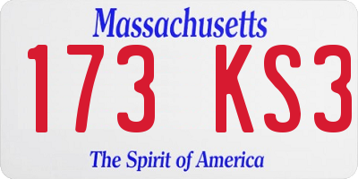 MA license plate 173KS3
