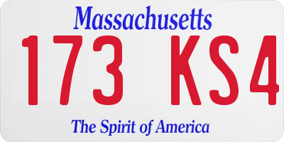 MA license plate 173KS4