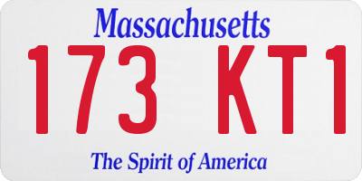 MA license plate 173KT1