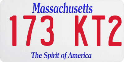 MA license plate 173KT2