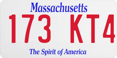 MA license plate 173KT4