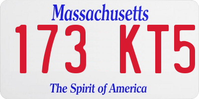MA license plate 173KT5