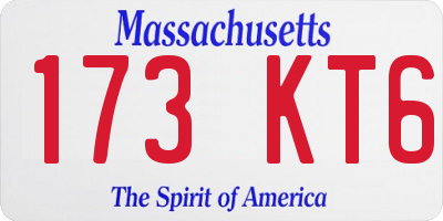 MA license plate 173KT6