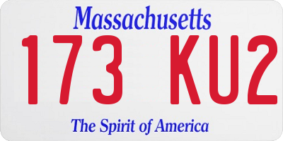 MA license plate 173KU2