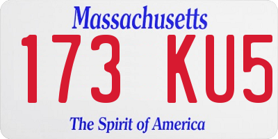 MA license plate 173KU5