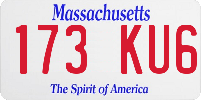 MA license plate 173KU6