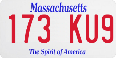 MA license plate 173KU9