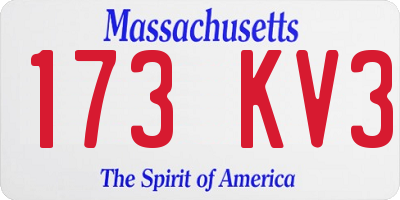 MA license plate 173KV3