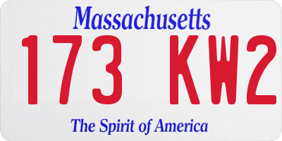 MA license plate 173KW2