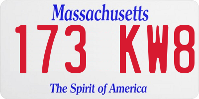 MA license plate 173KW8