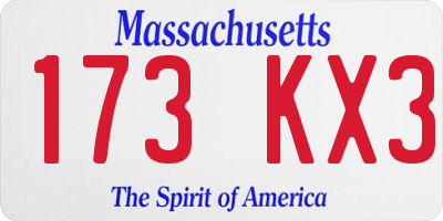 MA license plate 173KX3