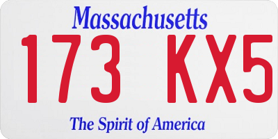 MA license plate 173KX5