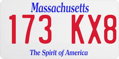 MA license plate 173KX8
