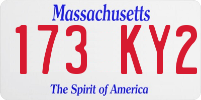 MA license plate 173KY2
