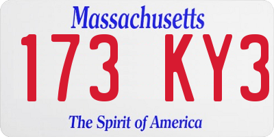 MA license plate 173KY3