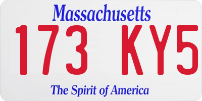MA license plate 173KY5