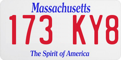 MA license plate 173KY8