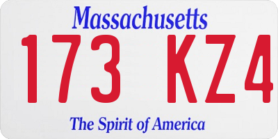 MA license plate 173KZ4