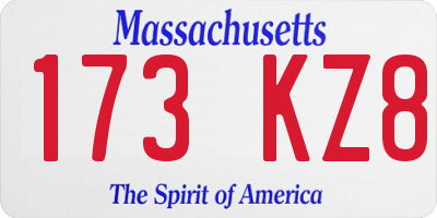 MA license plate 173KZ8
