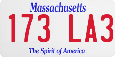 MA license plate 173LA3