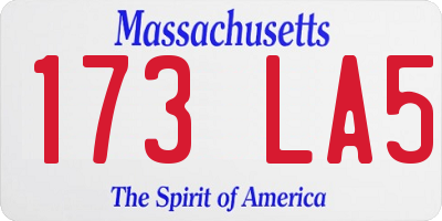 MA license plate 173LA5