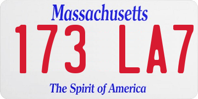 MA license plate 173LA7