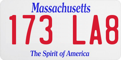 MA license plate 173LA8