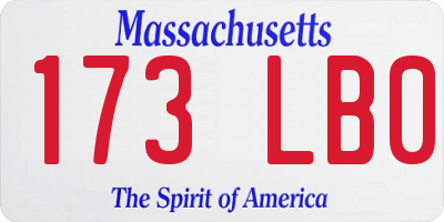 MA license plate 173LB0