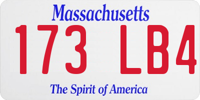 MA license plate 173LB4